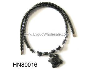 Hematite Stone Turtle Pendant Beads Chain Choker Fashion Women Necklace